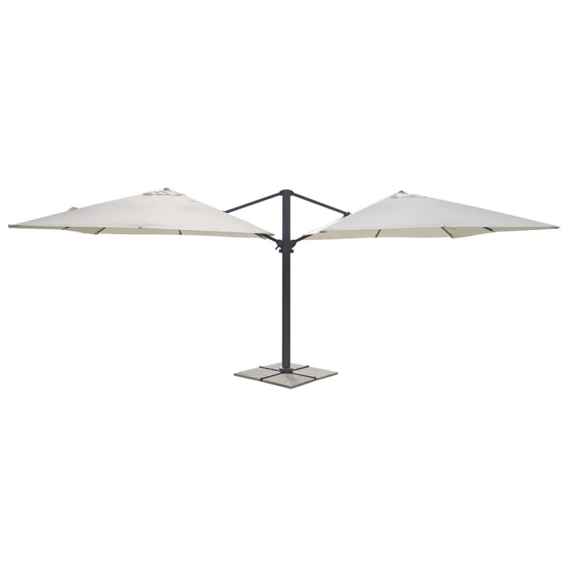Ombrellone doppio MOIA da 3x3 mt con fusto antracite contract
