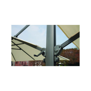 Ombrellone doppio MOIA da 3x3 mt con fusto antracite contract