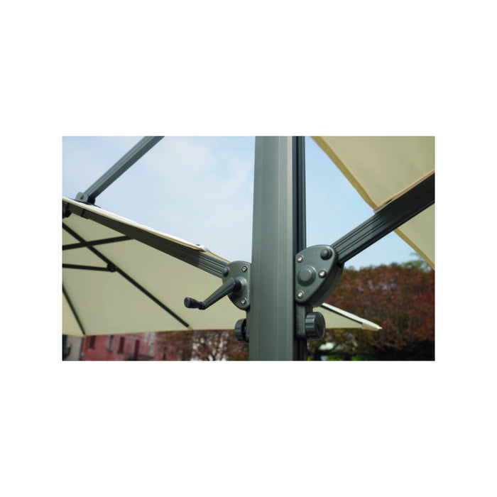 Ombrellone doppio MOIA da 3x3 mt con fusto antracite contract