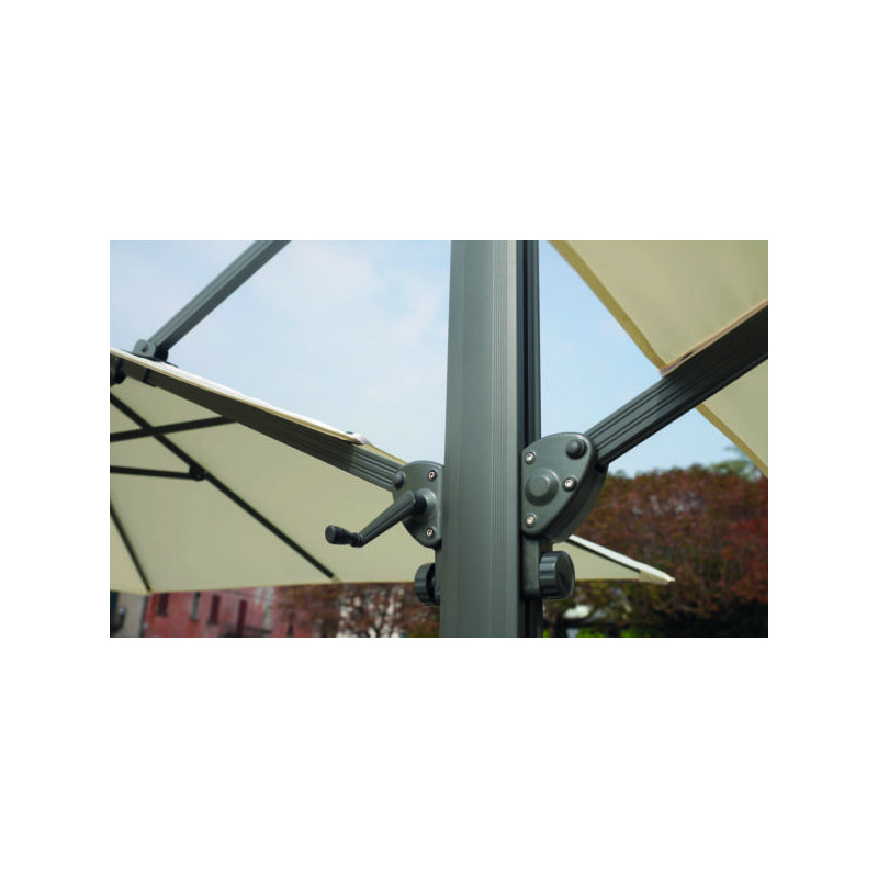 Ombrellone doppio MOIA da 3x3 mt con fusto antracite contract