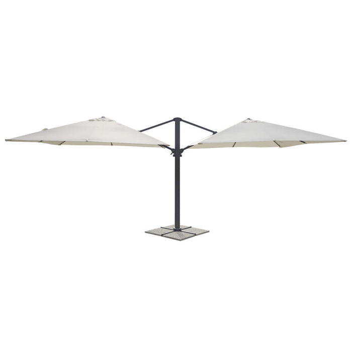 Ombrellone doppio MOIA da 3x3 mt con fusto antracite contract