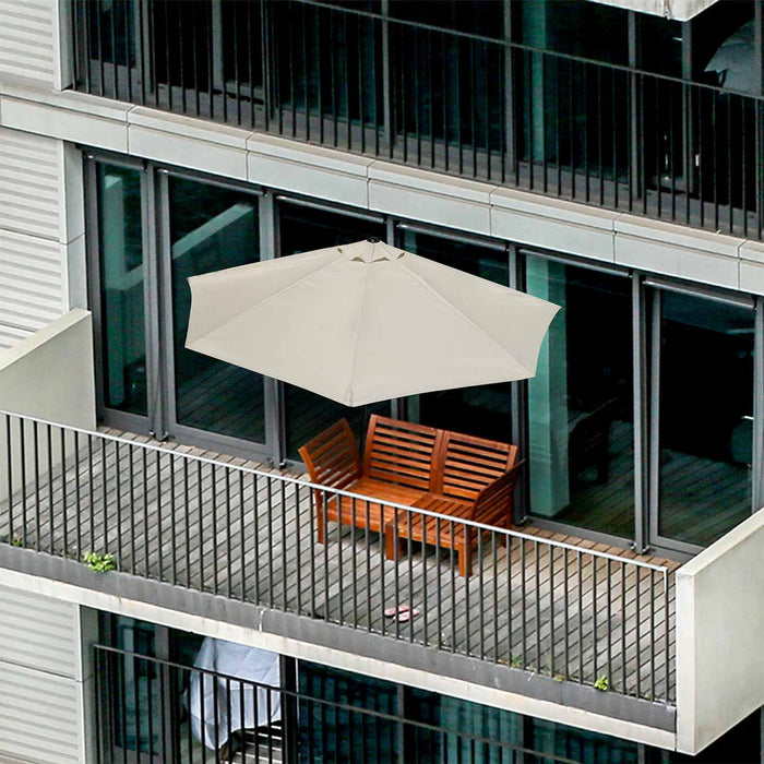 Mezza Luna - Ombrellone a mezza luna con palo centrale da Ø38 mm e telo in poliestere da 180gr/mq con airvent. Ombrellone da balcone o terrazzo ecrù L300xP150xH250 cm