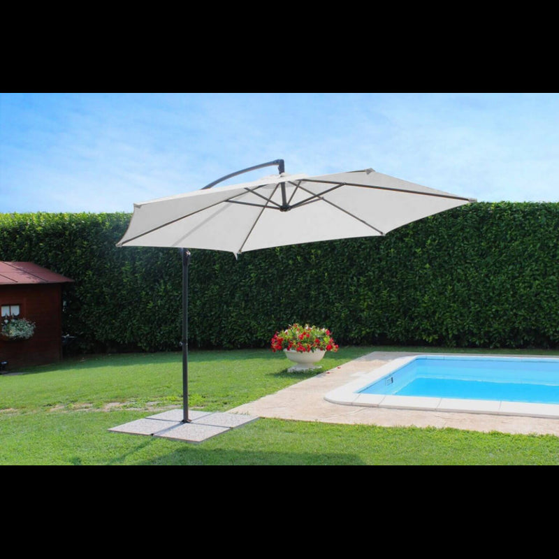 OMBRELLONE ERIS P/L Ø 3 PALO NERO TELO BIANCO