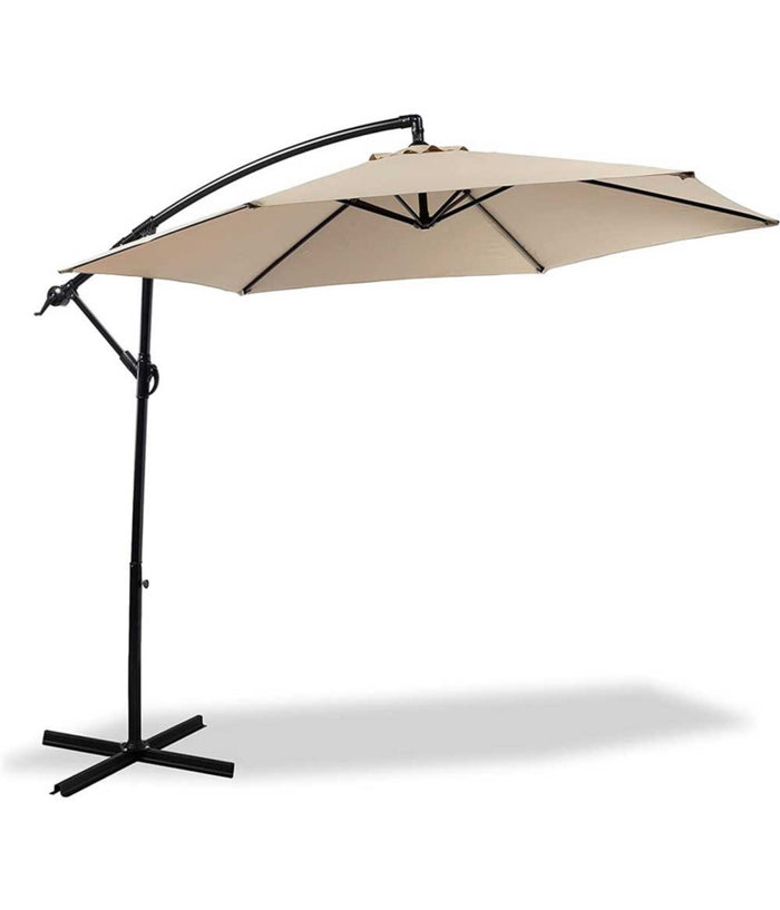 Ombrellone Giardino Decentrato 3x3 Con Pendente Palo Alluminio Gazebo Antivento  Grigio       