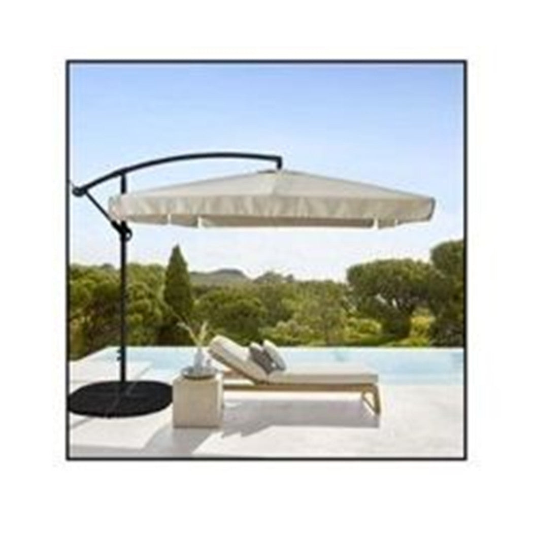 Trade Shop - Ombrellone Laterale Da Giardino Protezione Sole 2x3mt Impermeabile Beige Con Base 223211 -