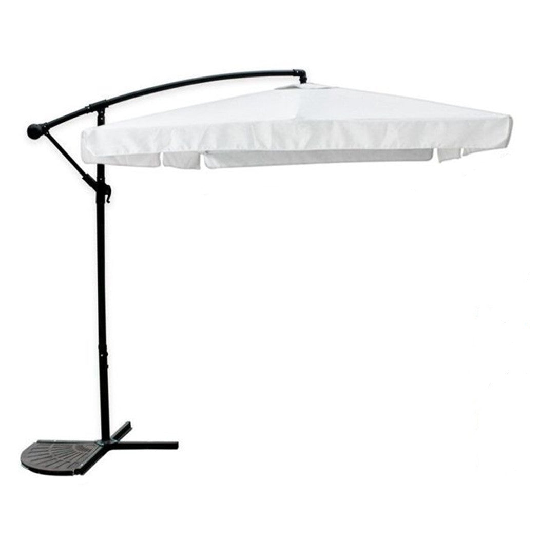 Trade Shop - Ombrellone Laterale Da Giardino Protezione Sole 2x3mt Impermeabile Bianco Con Base 223213 -