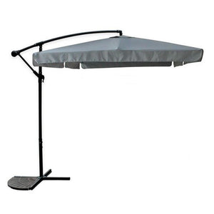 Trade Shop - Ombrellone Laterale Da Giardino Protezione Sole 2x3mt Impermeabile Grigio Con Base 223212 -        