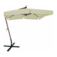 Ombrellone da giardino decentrato palo laterale in legno da 55 mm e telo esagonale in poliestere 180 gr/mq da 300x300 cm con bordura da 50 mm. Ombrellone 3x3 mt tondo con base a croce