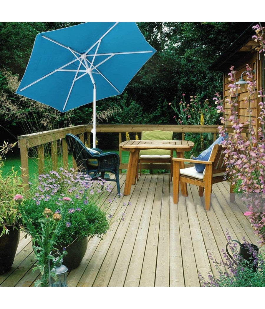 Ombrellone Mare Spiaggia Giardino Acciaio Inox Grande 210cm Azzurro Con Custodia         