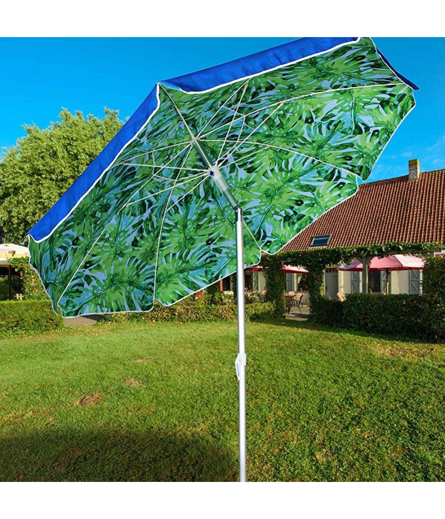Ombrellone Mare Spiaggia Giardino Alluminio Grande 200cm Tropical Con Custodia         