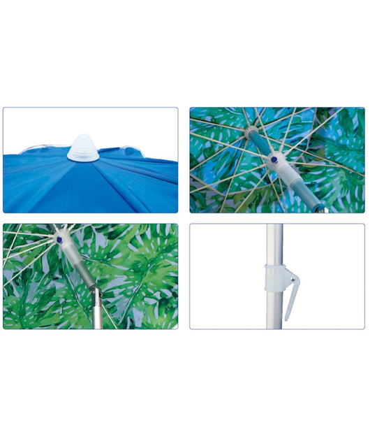Ombrellone Mare Spiaggia Giardino Alluminio Grande 200cm Tropical Con Custodia         