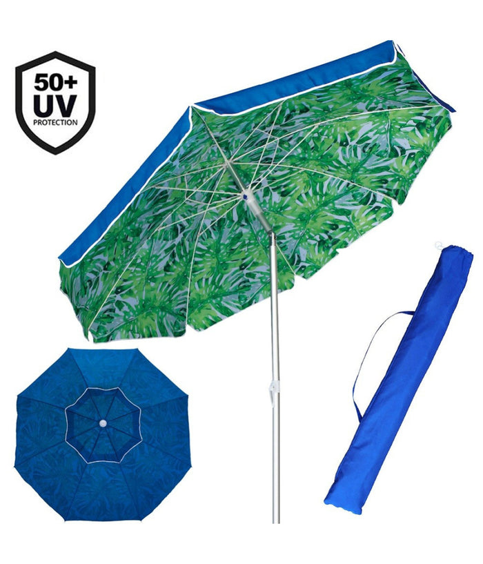 Ombrellone Mare Spiaggia Giardino Alluminio Grande 200cm Tropical Con Custodia         