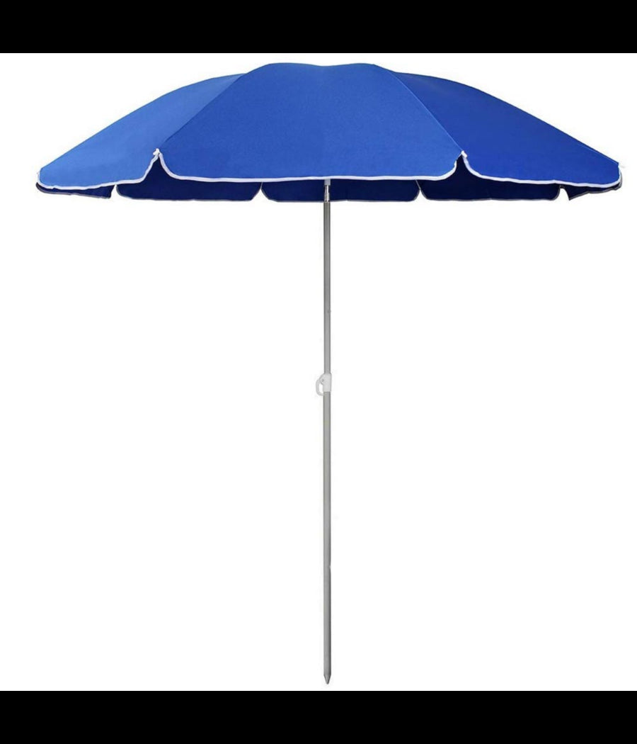 Ombrellone Mare Spiaggia Giardino Palo Alluminio E Tessuto Grande 240cm Blu         