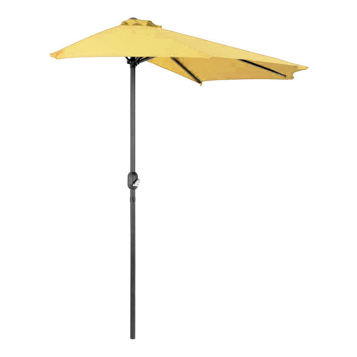 Mezza Luna - Ombrellone a mezza luna con palo centrale da Ø38 mm e telo in poliestere da 180gr/mq con airvent. Ombrellone da balcone o terrazzo in giallo L300xP150xH250 cm