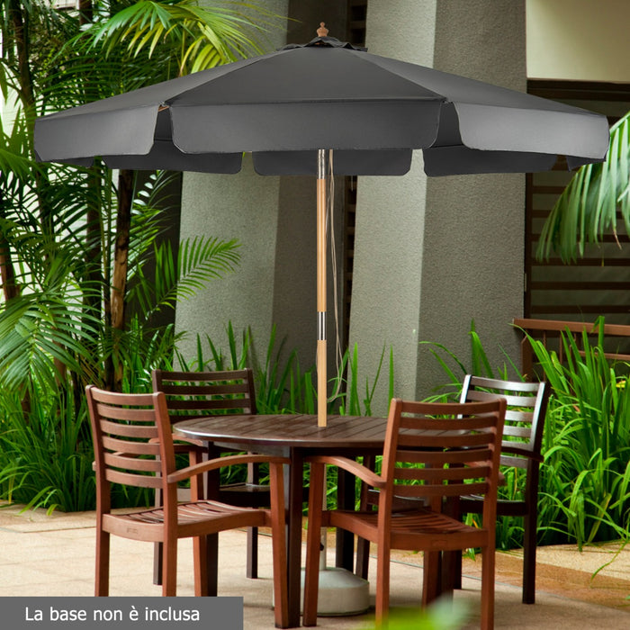 Ombrellone 300cm con altezza e angolo regolabili sistema a carrucola e corda, Ombrellone da giardino Grigio-Ombrelloni