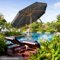 Ombrellone 300cm con altezza e angolo regolabili sistema a carrucola e corda, Ombrellone da giardino Grigio-Ombrelloni