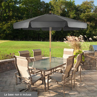 Ombrellone 300cm con altezza e angolo regolabili sistema a carrucola e corda, Ombrellone da giardino Grigio-Ombrelloni