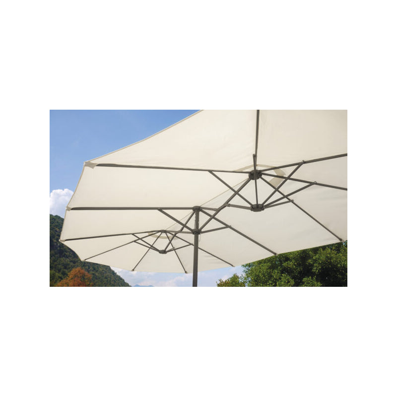 Ombrellone ovale MOIA a palo centrale 2,7x4,5 antracite ed ecrù