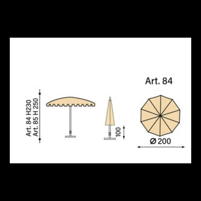 Ombrellone palo centrale Allegro Made in Italy - diametro 200 cm - Bianco