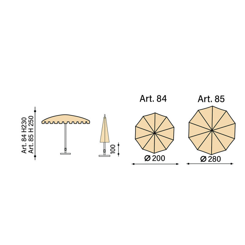 Ombrellone palo centrale Allegro Made in Italy - diametro 200 cm - blu