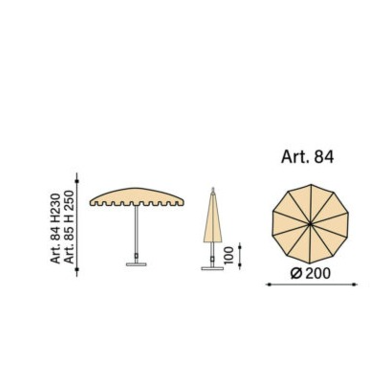 Ombrellone palo centrale Allegro Made in Italy - diametro 280 cm - Bianco