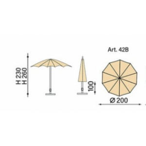 Ombrellone palo centrale Border Made in Italy - diametro 200 cm - Bianco