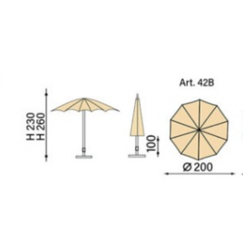 Ombrellone palo centrale Border Made in Italy - diametro 200 cm - grigio