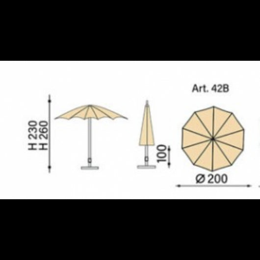 Ombrellone palo centrale Border Made in Italy - diametro 200 cm - grigio