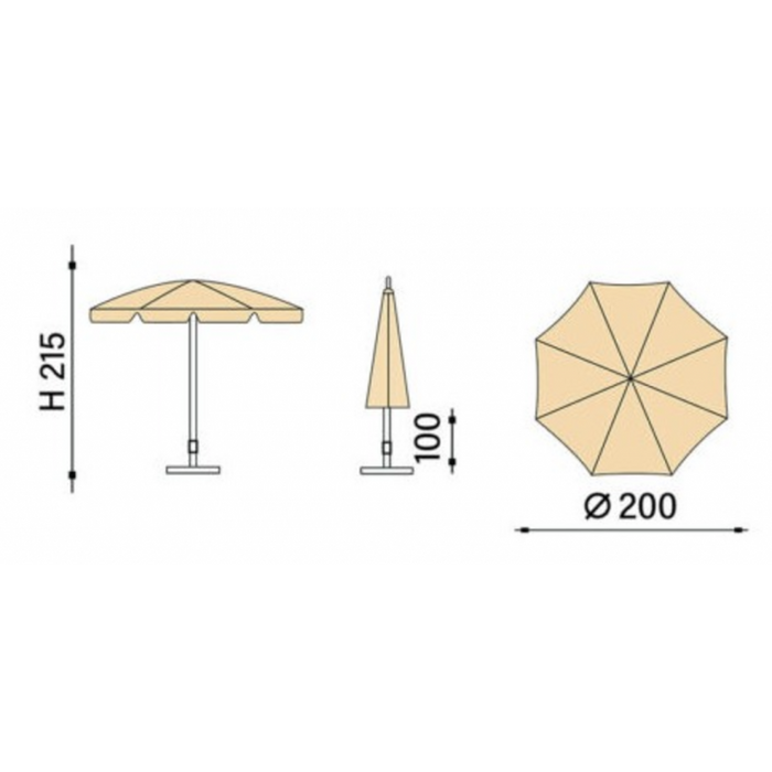 Ombrellone palo centrale Borgo Made in Italy - diametro 200 cm - Rosso