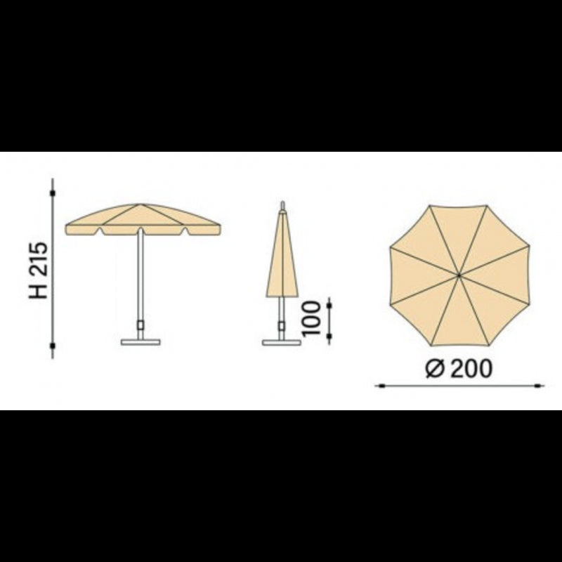 Ombrellone palo centrale Borgo Made in Italy - diametro 200 cm - Rosso