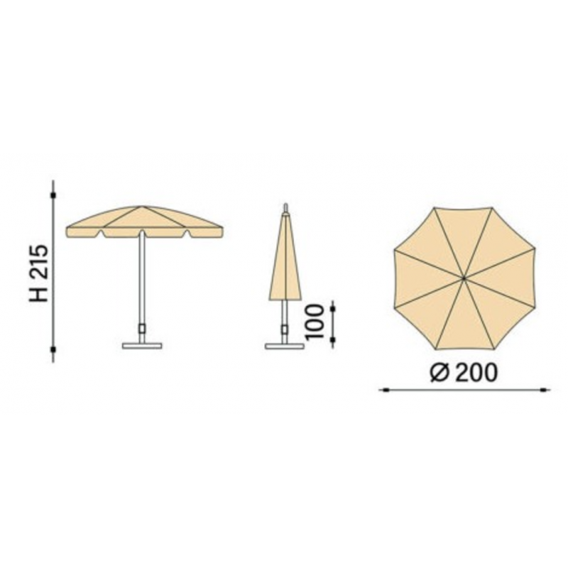 Ombrellone palo centrale Borgo Made in Italy - diametro 200 cm - Ecru