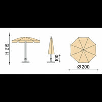 Ombrellone palo centrale Borgo Made in Italy - diametro 200 cm - blu