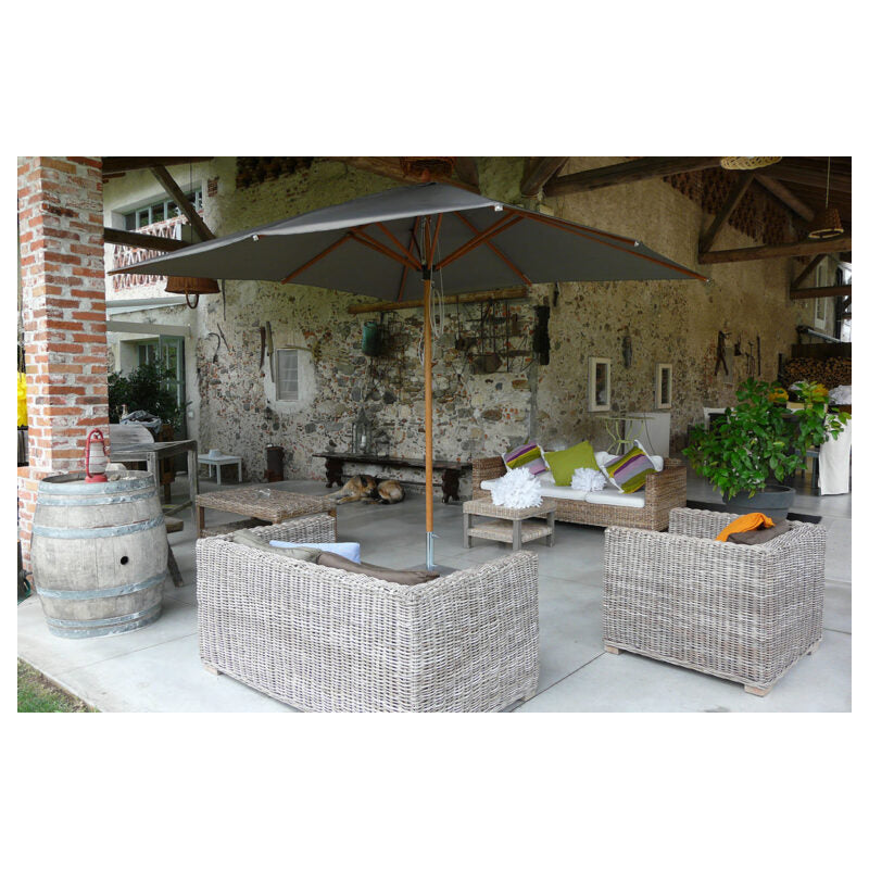 Ombrellone palo centrale Fibrasol wood Made in Italy - 300 x 300 cm - Antracite