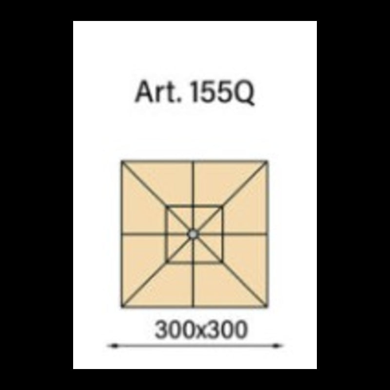 Ombrellone palo centrale Fibrasol wood Made in Italy - 300 x 300 cm - blu