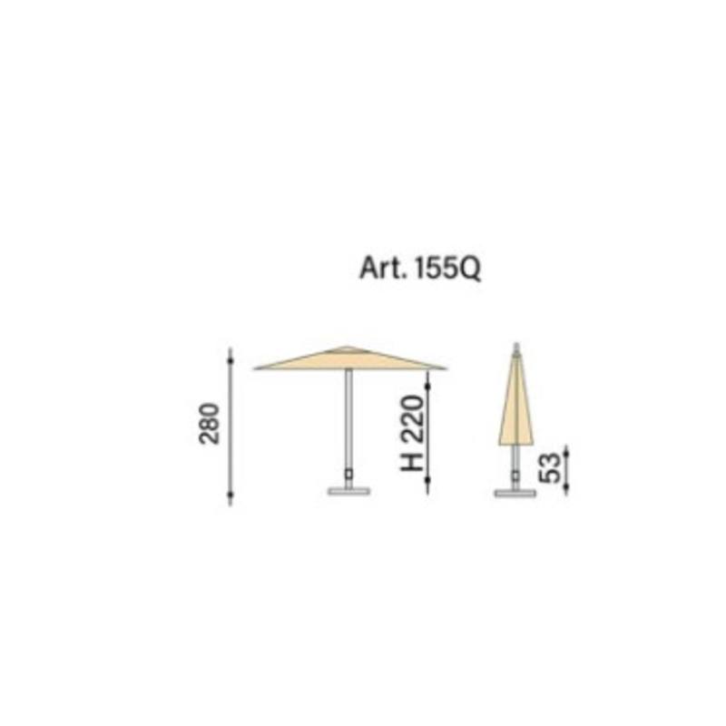 Ombrellone palo centrale Fibrasol wood Made in Italy - 300 x 300 cm - Arancio