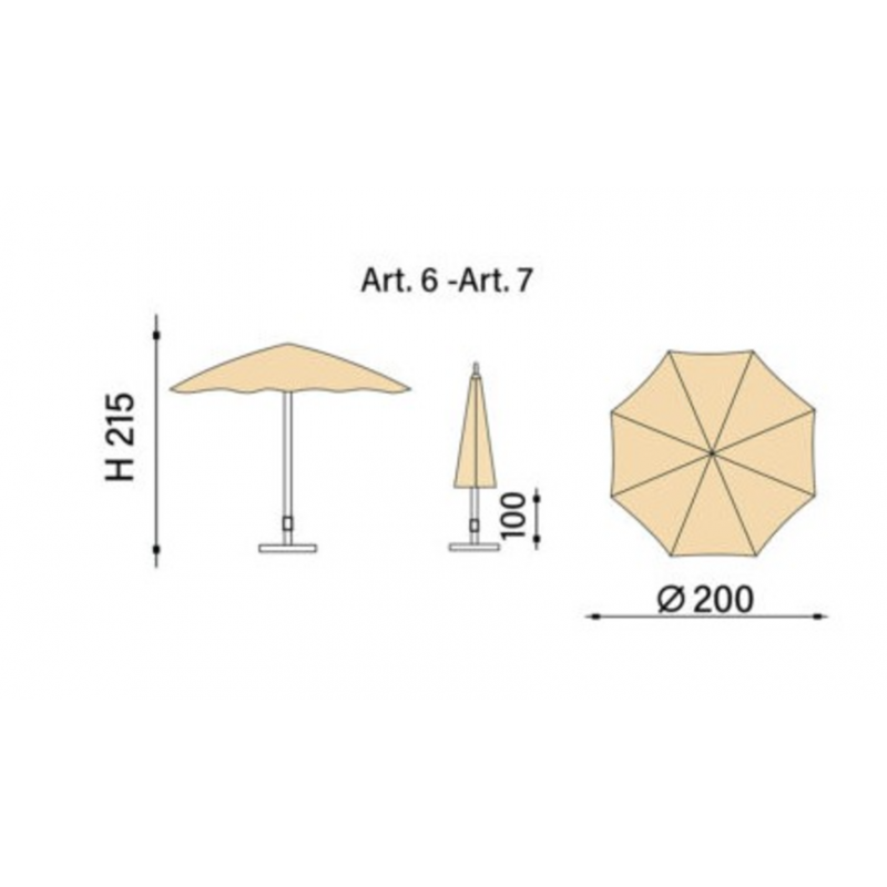 Ombrellone palo centrale Kenya in rafia Made in Italy - diametro 200 cm - Nero