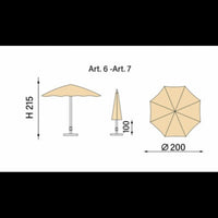 Ombrellone palo centrale Kenya in rafia Made in Italy - diametro 200 cm - Giallo