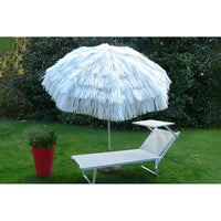 Ombrellone palo centrale Kenya in rafia Made in Italy - diametro 200 cm - Bianco