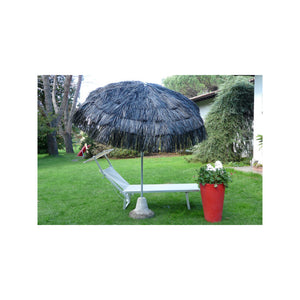 Ombrellone palo centrale Kenya in rafia Made in Italy - diametro 200 cm - Nero