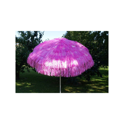 Ombrellone palo centrale Kenya in rafia Made in Italy - diametro 200 cm - fuxia