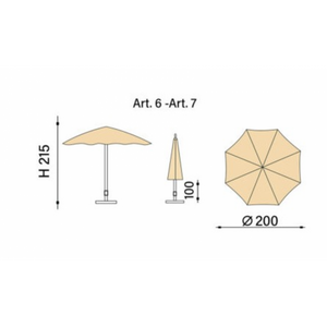 Ombrellone palo centrale Kenya in rafia Made in Italy - diametro 200 cm - Nero