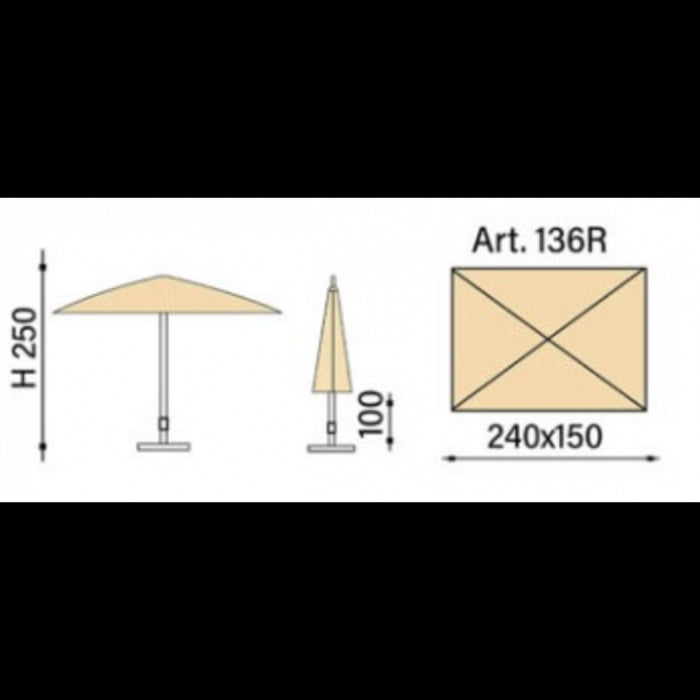 Ombrellone palo centrale Kronos Made in Italy - 150x240cm - blu