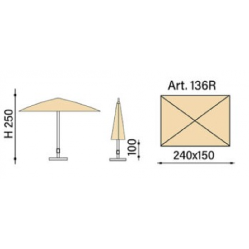 Ombrellone palo centrale Kronos Made in Italy - 150x240cm - Giallo