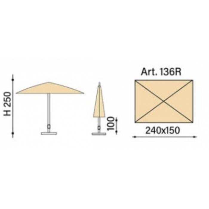 Ombrellone palo centrale Kronos Made in Italy - 150x240cm - Bianco