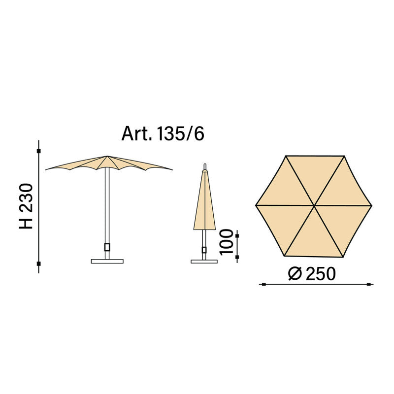 Ombrellone palo centrale Kronos Made in Italy - Diametro 250 - Antracite