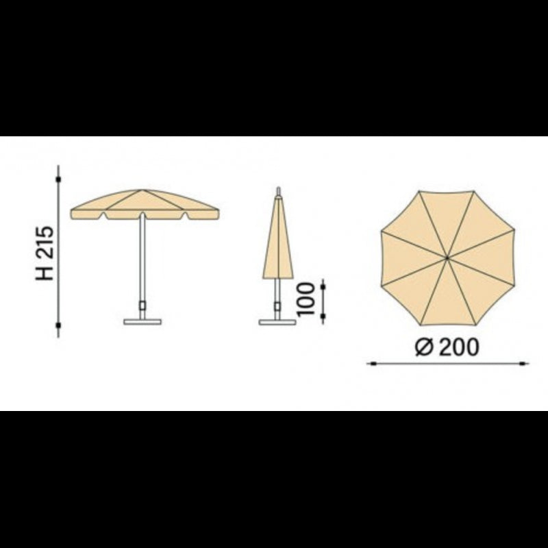 Ombrellone palo centrale Mare a righe Made in Italy - diamentro 200 - Talpa