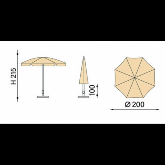 Ombrellone palo centrale Mare a righe Made in Italy - diamentro 200 - Talpa