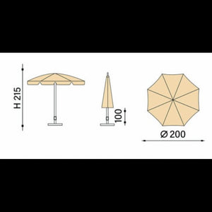 Ombrellone palo centrale Mare a righe Made in Italy - diamentro 200 - blu