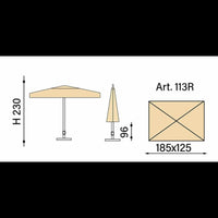 Ombrellone palo centrale Novara Made in Italy - 125 x 185 cm - blu