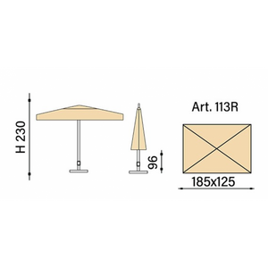 Ombrellone palo centrale Novara Made in Italy - 125 x 185 cm - blu